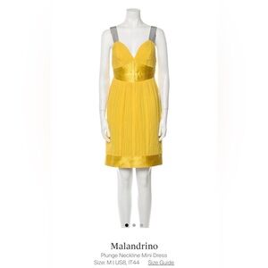 Malandrino Yellow Plunge Neckline Mini Dress
